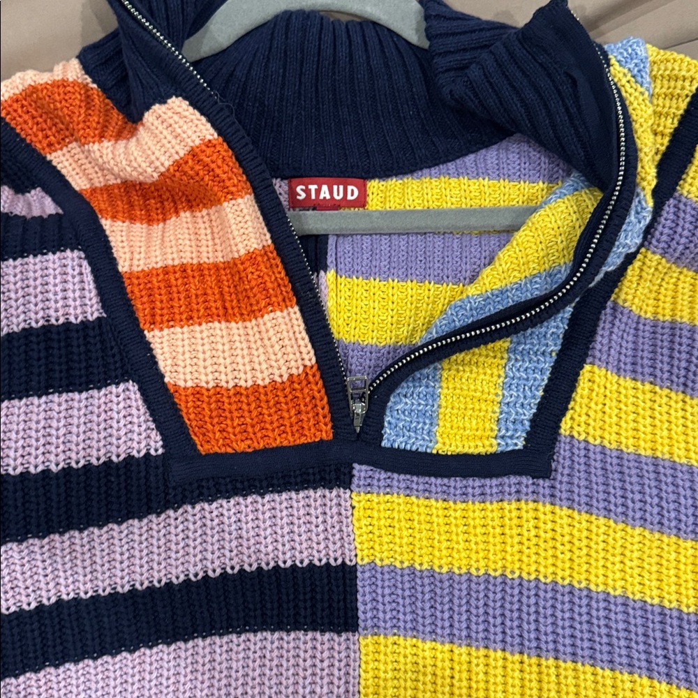 Colorblock Striped Half-Zip Women's Sweater - Multicolor Hampton SWEATER - Picture 4 of 5